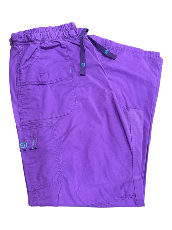 WonderWink Pants - WonderWink Purple Medical Scrub Pants with Drawstring and Light Blue Accents